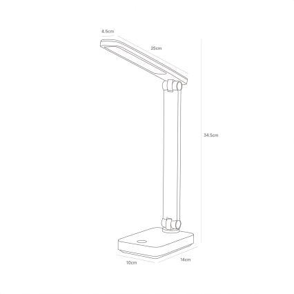 Zuma Line - Lámpara de mesa LED recargable LED/8W/1200 mAh 3000/4500/6000K CRI 90 negro