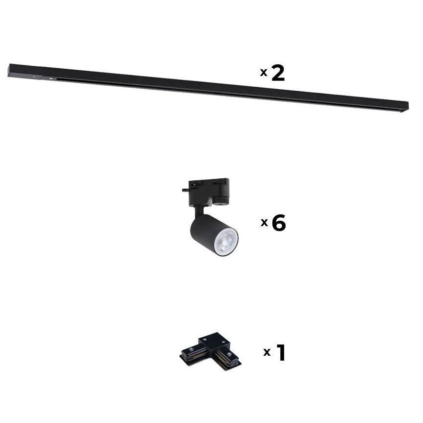 Zuma Line - Foco para sistema de rieles 6xGU10/10W/230V negro + accesorios para rieles