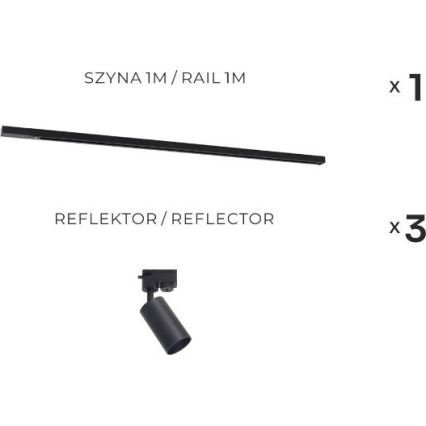 Zuma Line - Foco empotrado en el sistema de riel 3xGU10/35W/230V negro