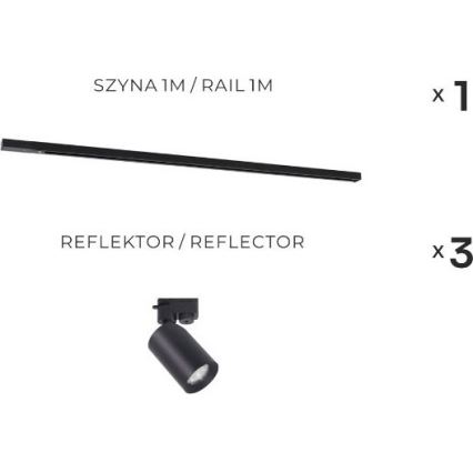 Zuma Line - Foco empotrado en el sistema de riel 3xGU10/35W/230V negro