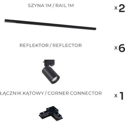 Zuma Line - Luminaria para riel 6xGU10/35W/230V negra