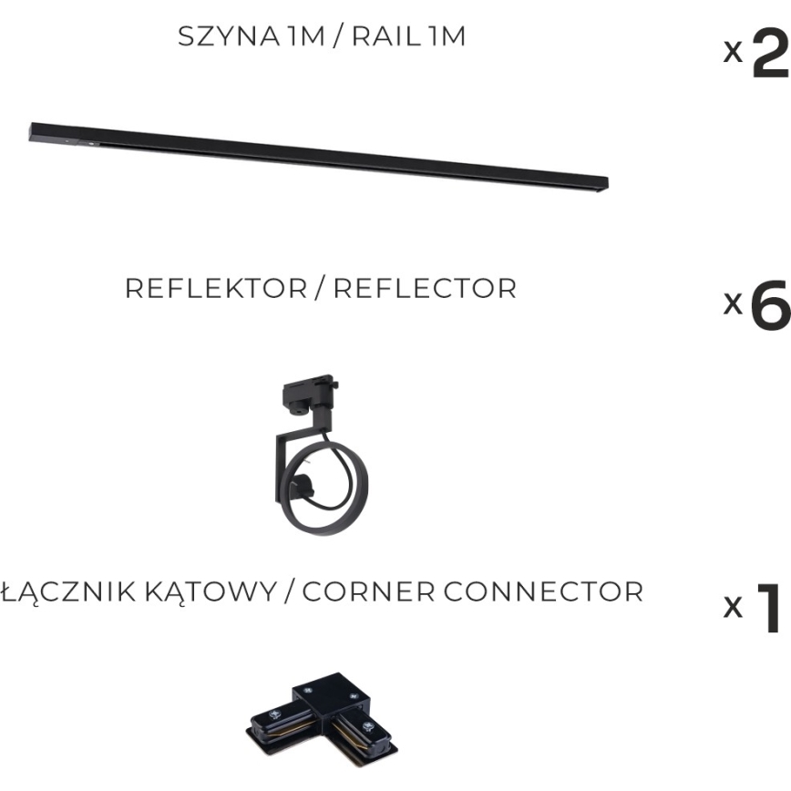 Zuma Line - Foco para sistema de riel 6xGU10/15W/230V negro