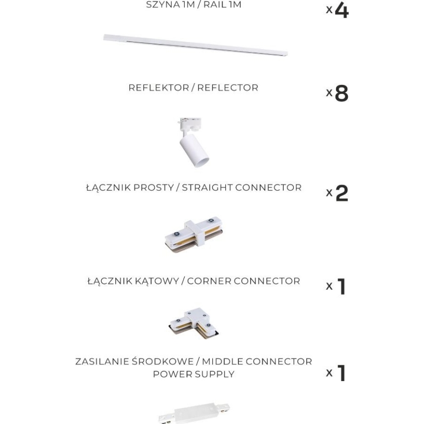 Zuma Line - Luminaria de focos para sistema de riel 8xGU10/35W/230V, color blanco