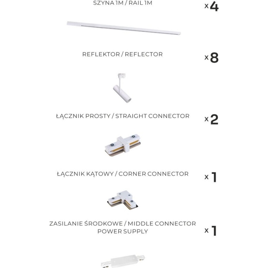 Zuma Line - Luminaria para sistema de carril 8xGU10/35W/230V blanca