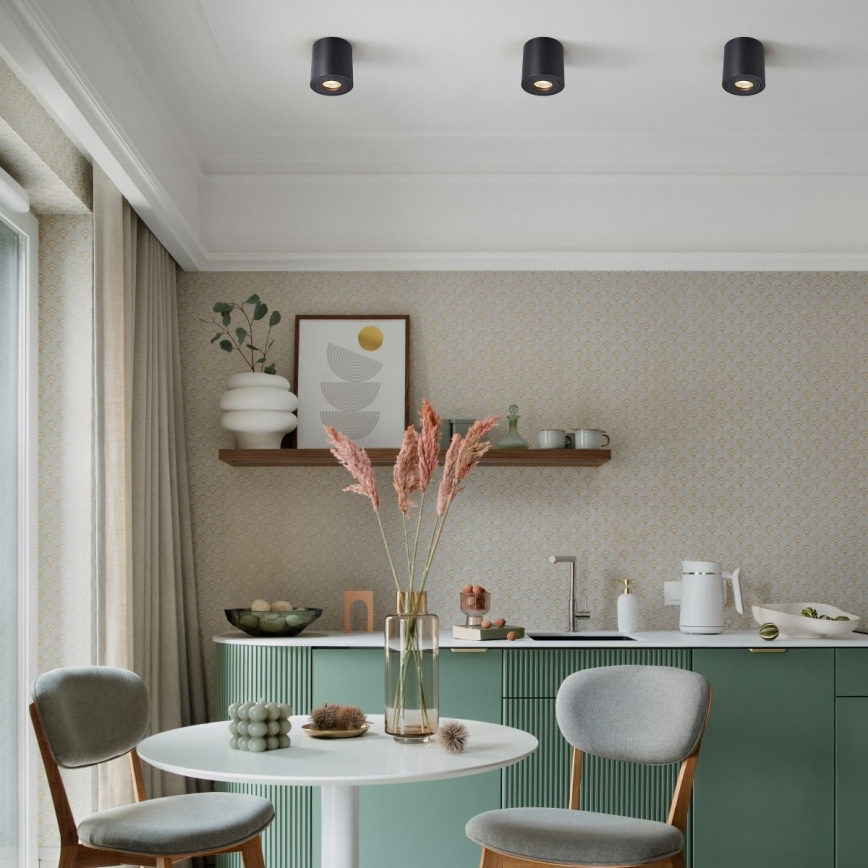 Zuma Line - Lámpara empotrable LED RGBW regulable para baño 1xGU10/6W/230V IP44 negra + mando a distancia