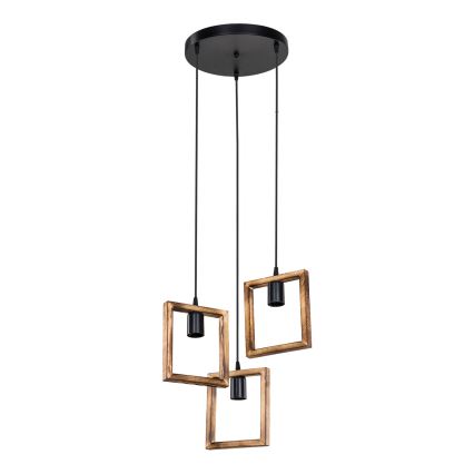 Zuma Line - Lámpara colgante 3xE27/20W/230V pino/negro