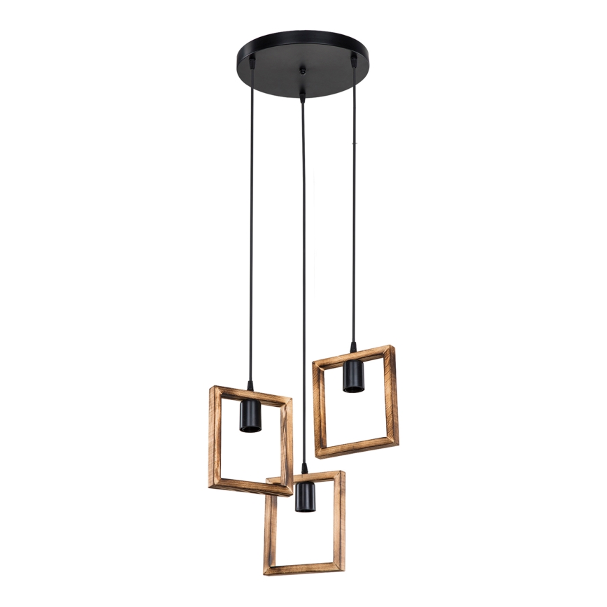 Zuma Line - Lámpara colgante 3xE27/20W/230V pino/negro