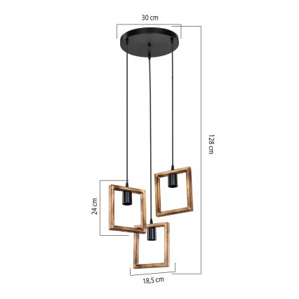 Zuma Line - Lámpara colgante 3xE27/20W/230V pino/negro
