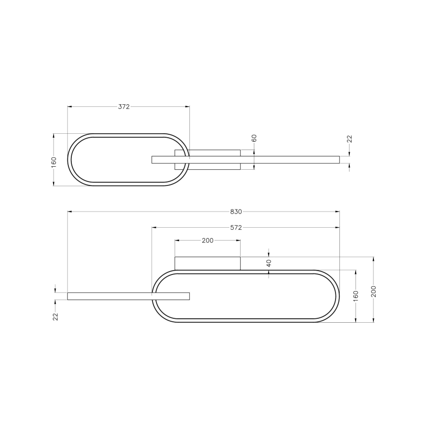 Zuma Line - Luminaria de techo LED 2xLED/24W/230V negra/dorada