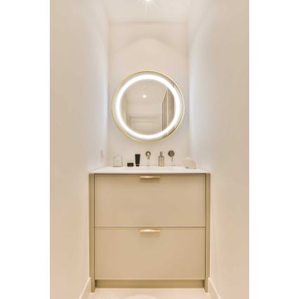 Zuma Line - Espejo de baño de pared LED con retroiluminación LED/24W/230V 3000/4000/6000K d. 60 cm IP44 dorado