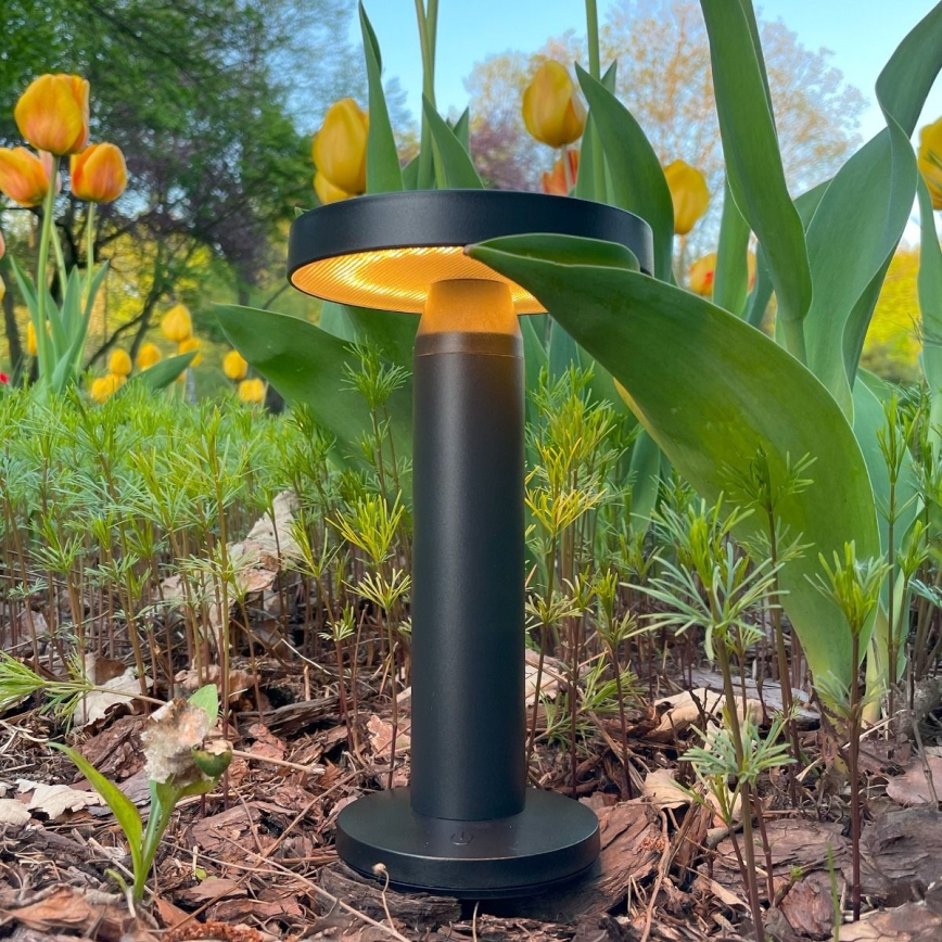 Zuma Line - Lámpara de mesa LED solar recargable y regulable LED/2W/2000 mAh IP44 negro
