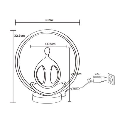 Zuma Line - Lámpara de mesa LED LED/4W/5V negro/dorado