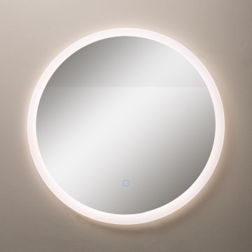 Zuma Line - Espejo de pared para baño con iluminación LED integrada, 24 W, 230 V, 3000/4000/6000 K, diámetro 60 cm, IP44