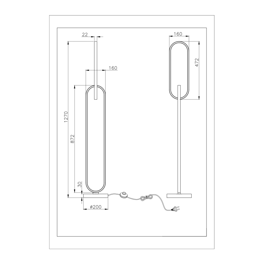 Zuma Line - Lámpara de pie 2xLED/36W/230V negra/dorada