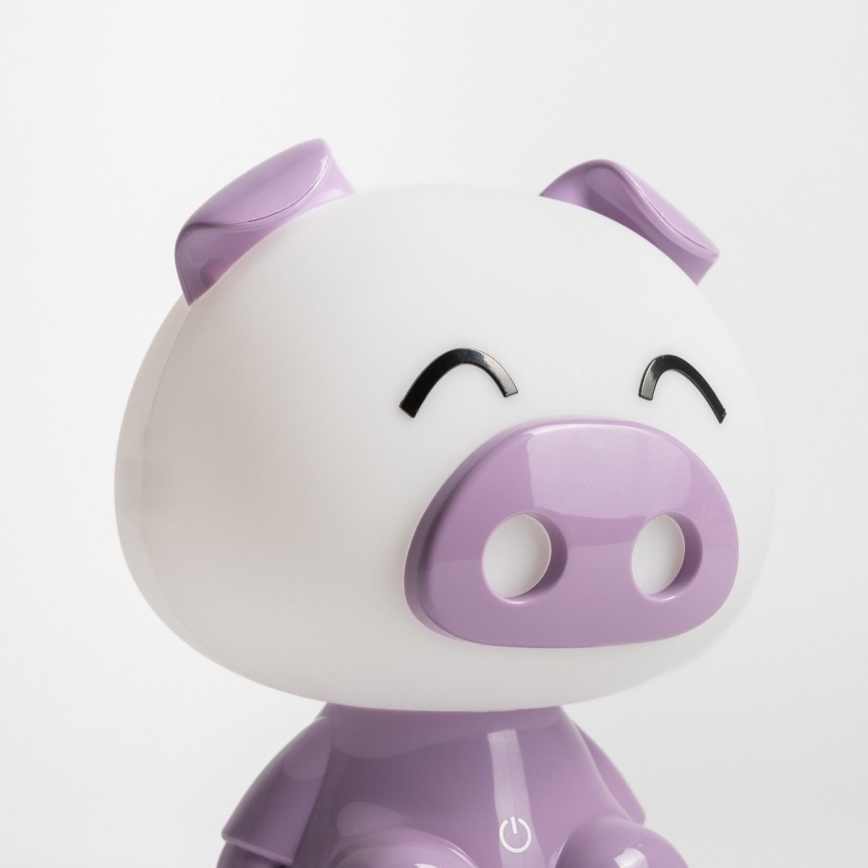Zuma Line - Lámpara de mesa LED táctil infantil regulable LED/3W/230V cerdo morado