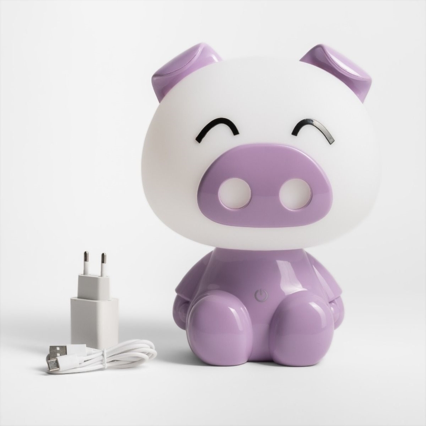 Zuma Line - Lámpara de mesa LED táctil infantil regulable LED/3W/230V cerdo morado