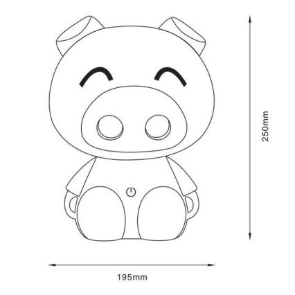 Zuma Line - Lámpara de mesa LED táctil infantil regulable LED/3W/230V cerdo rosa
