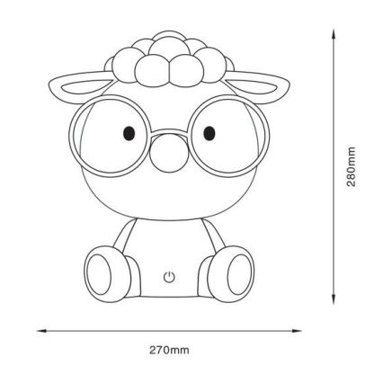Zuma Line - Lámpara LED de mesa táctil infantil regulable LED/3W/230V oveja gris