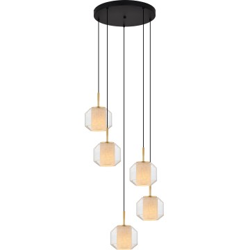 Zuma Line - Lámpara colgante con cable 5xE27/25W/230V, diámetro 73 cm, oro/negro