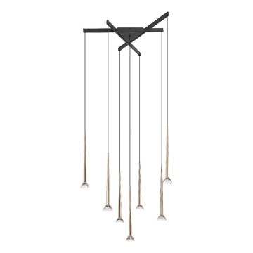 Zuma Line - Lámpara colgante LED suspendida por cable 7xLED/6W/230V negra/dorada