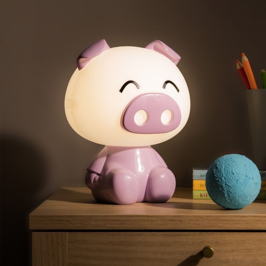 Zuma Line - Lámpara de mesa LED táctil infantil regulable LED/3W/230V cerdo morado