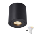 Zuma Line - Lámpara empotrable LED RGBW regulable para baño 1xGU10/4,8W/230V IP44 negra + mando a distancia