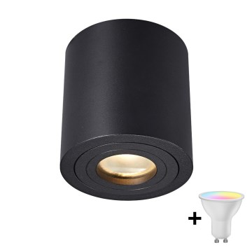 Zuma Line - Lámpara empotrable LED RGBW regulable para baño 1xGU10/4,8W/230V IP44 negra + mando a distancia