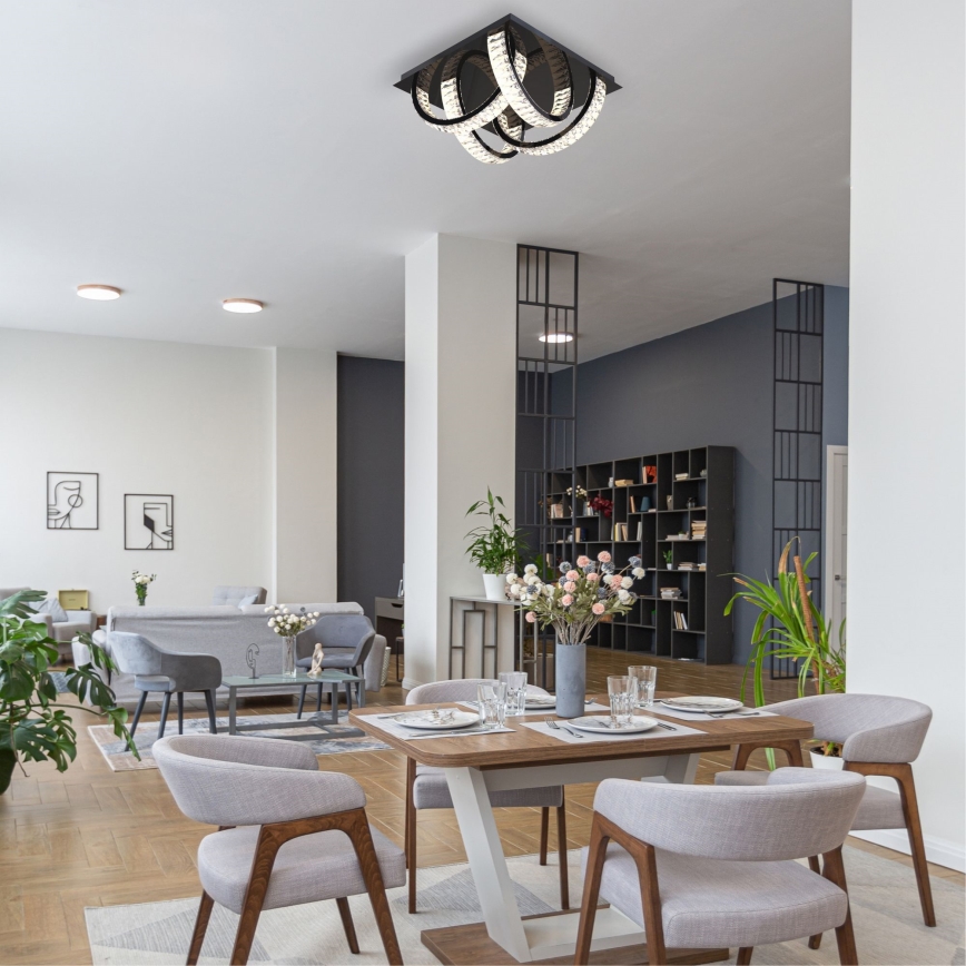Zuma Line - LED Plafón de cristal regulable LED/23,5W/230V 2700-6000K negro + control remoto