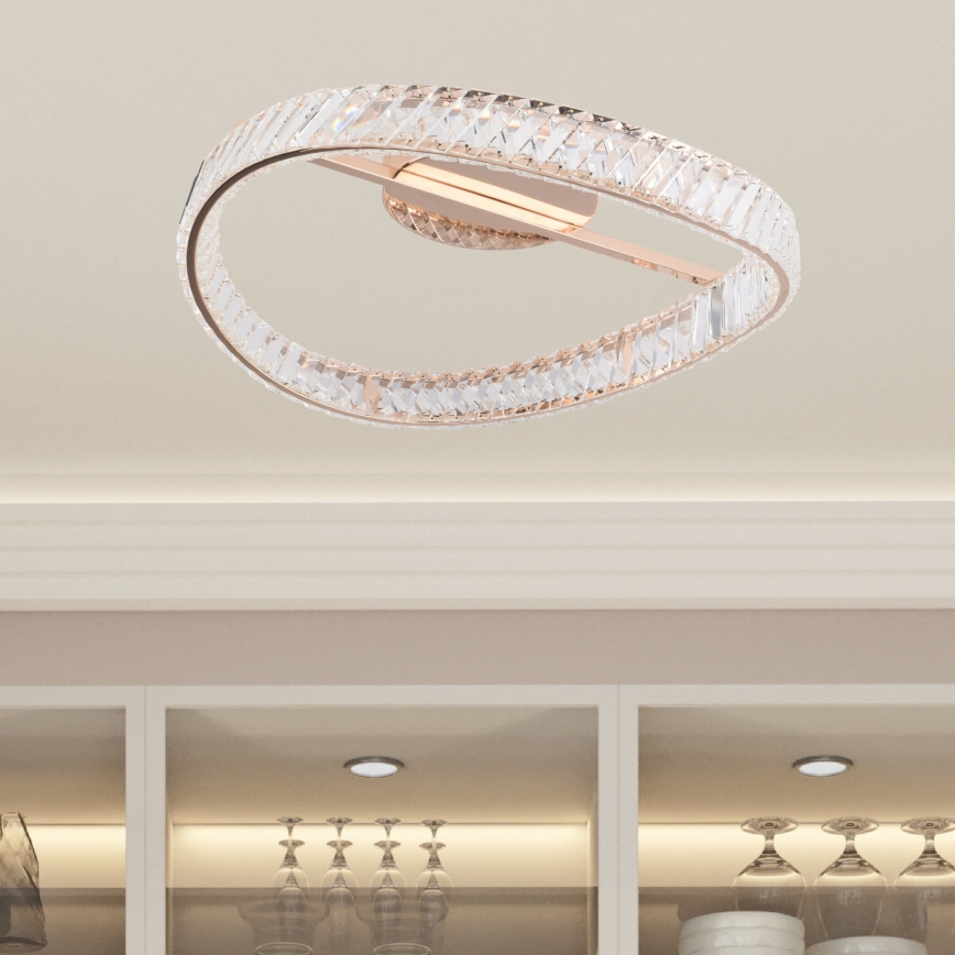 Zuma Line - Lámpara de techo LED regulable, 36W/230V, Ø 52 cm, oro rosa