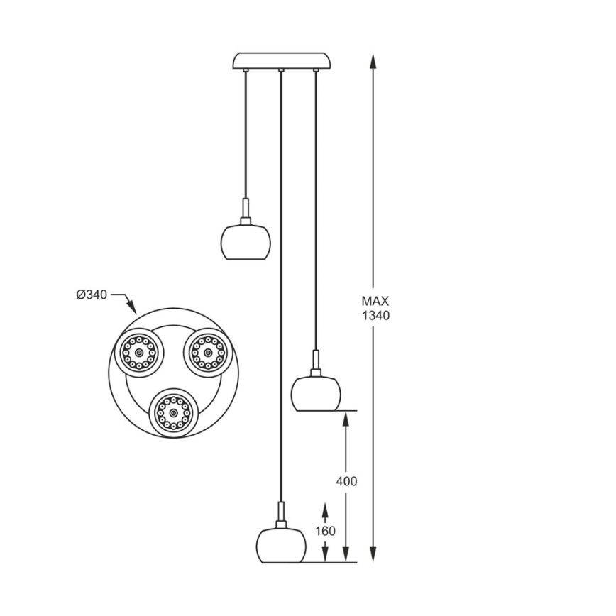 Zuma Line - Plafón de cristal sobre cable 3xG9/42W/230V