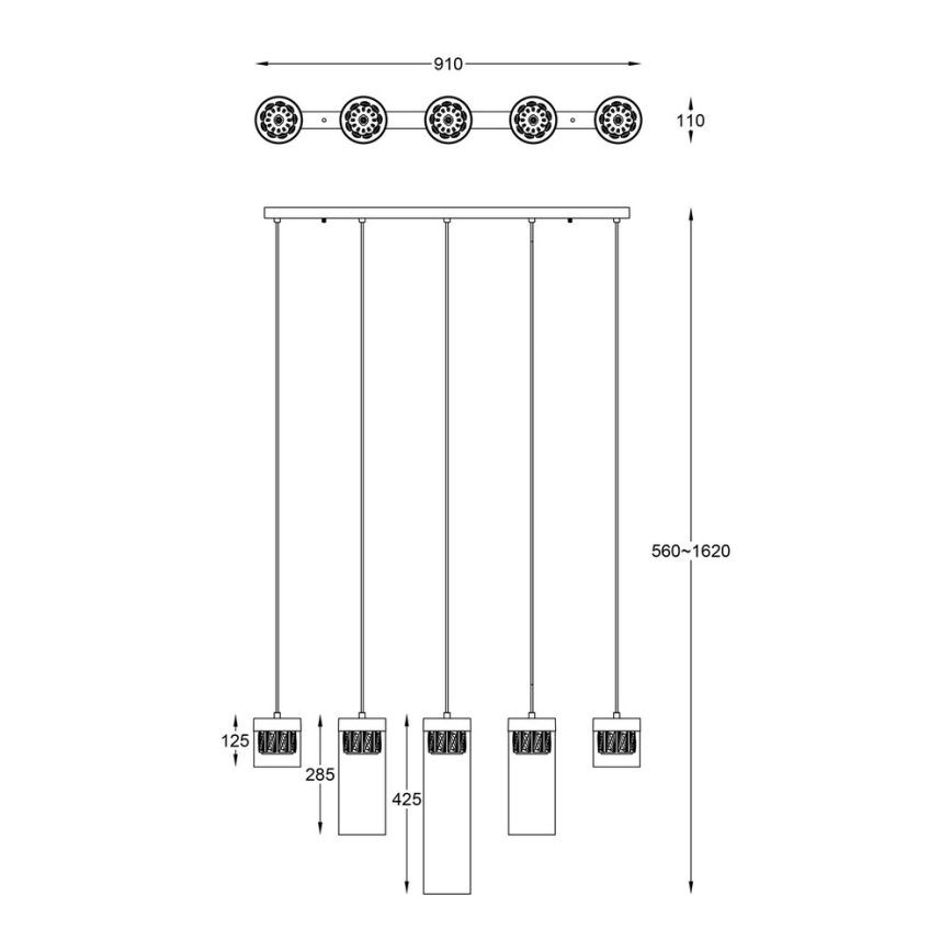 Zuma Line - Lámpara de cristal de cable 5xG9/28W/230V
