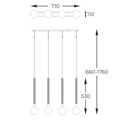 Zuma Line - Lámpara colgante 4xG9/6W/230V latón