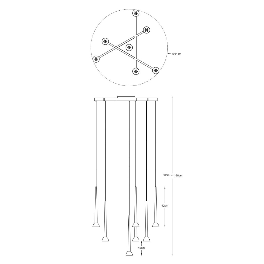 Zuma Line - Lámpara colgante con cable 7xLED/6W/230V negra