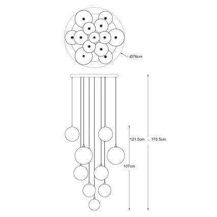 Zuma Line - Lámpara colgante con cable 13xG9/2W/230V dorada