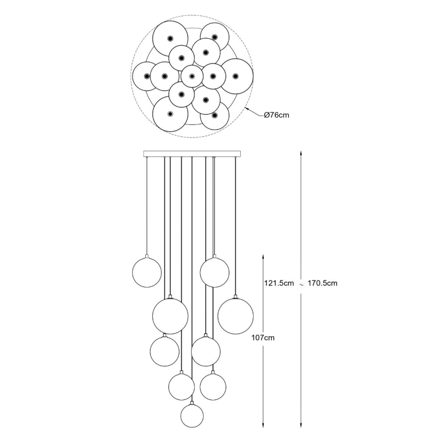 Zuma Line - Lámpara colgante con cable 13xG9/2W/230V dorada