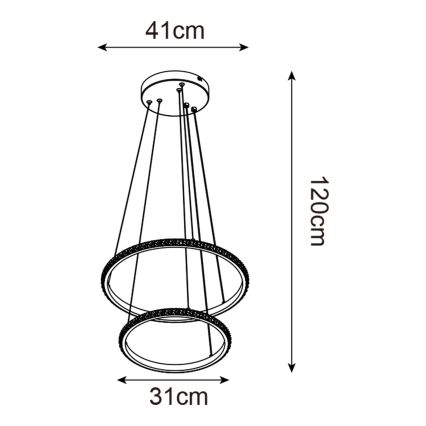 Zuma Line - Lámpara LED colgante RIDE LED/22W/230V + LED/14W diá. 41 cm negro