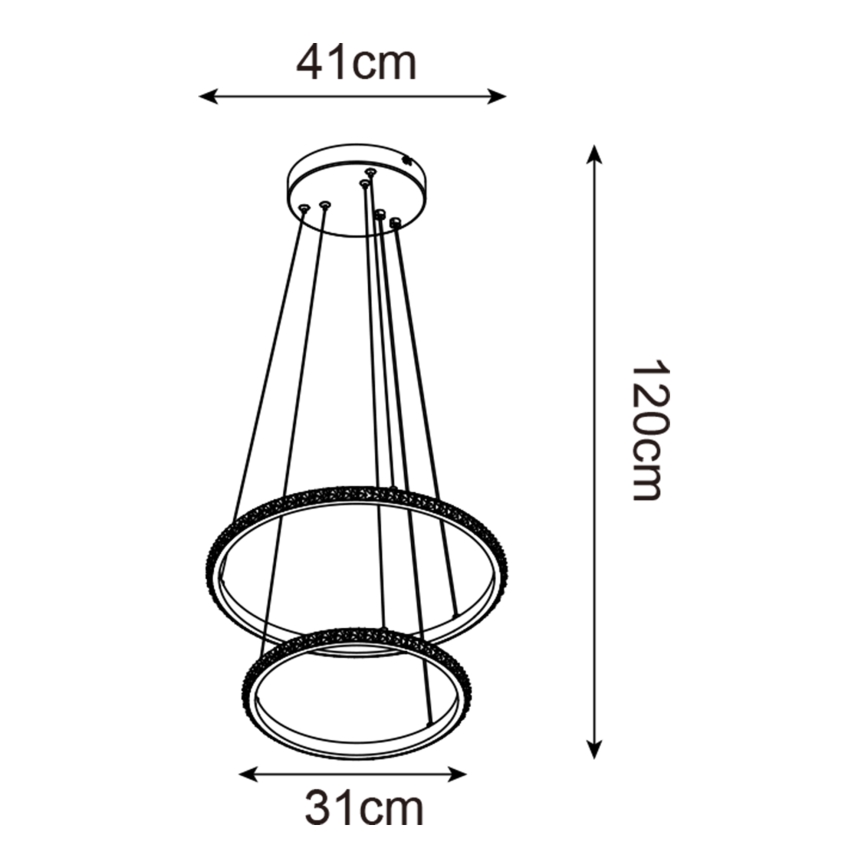 Zuma Line - Lámpara LED colgante RIDE LED/22W/230V + LED/14W diá. 41 cm negro