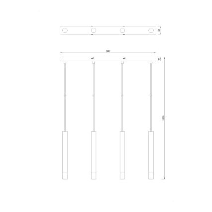 Zuma Line - Lámpara colgante con cable 4xG9/5W/230V negra