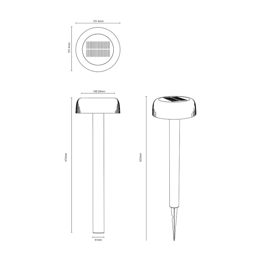 Zuma Line - Lámpara solar LED LED/2,5W/2000 mAh IP44 negra