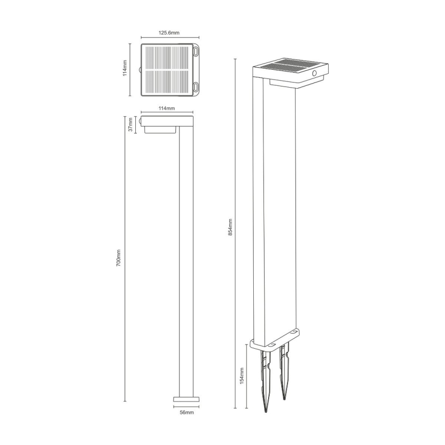 Zuma Line - Lámpara solar LED con sensor de movimiento y crepúsculo LED/4,5W/2000 mAh IP44 negra