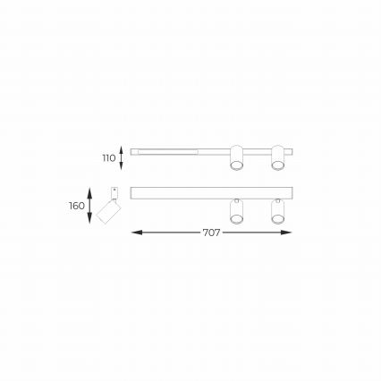 Zuma Line - Foco LED de pared 2xGU10/5W/230V + LED/8W negro