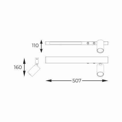 Zuma Line - Lámpara de pared LED con foco 1xGU10/5W/230V + LED/8W negra