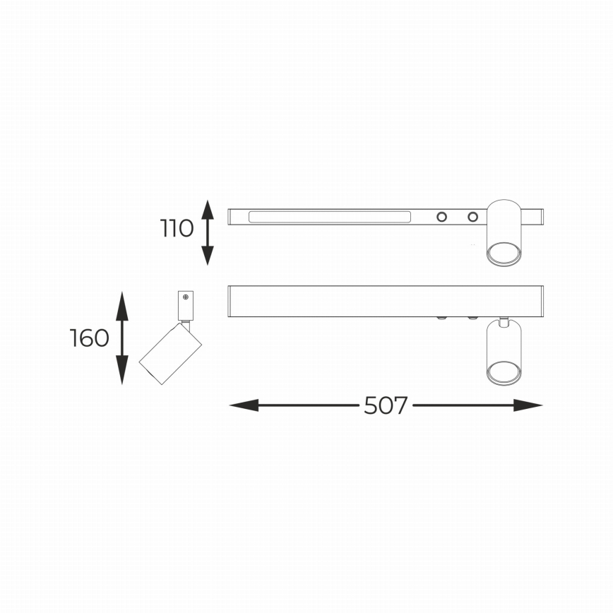 Zuma Line - Lámpara de pared LED con foco 1xGU10/5W/230V + LED/8W negra