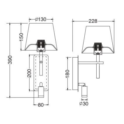 Zuma Line - Lámpara LED de pared 1xE27/40W/230V + LED/2,5W cromo mate/blanco